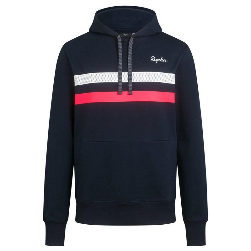 Men's Rapha Brevet Hoodie - Dark Navy / White / High-Viz Pink