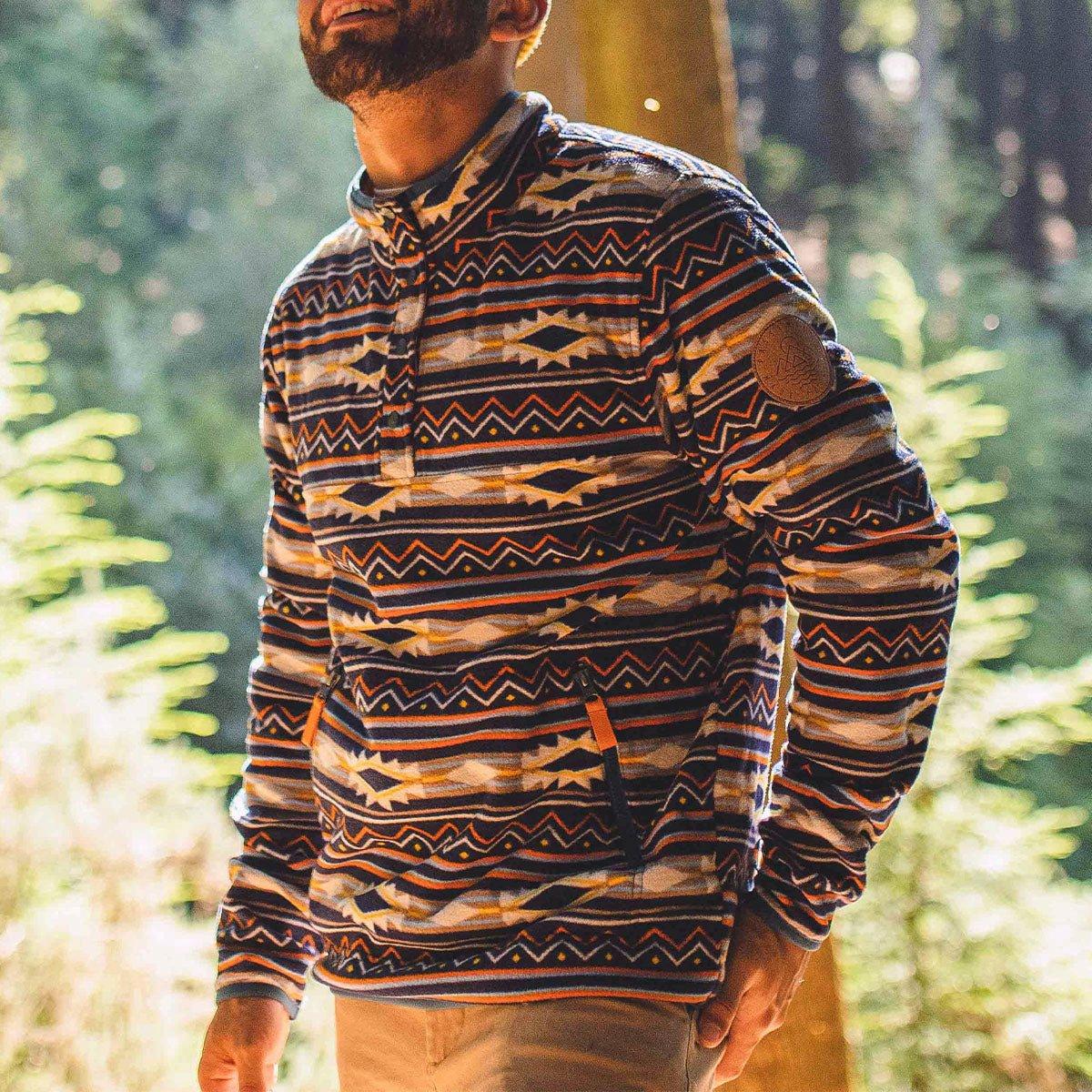 Aztec print fleece pullover mens sale