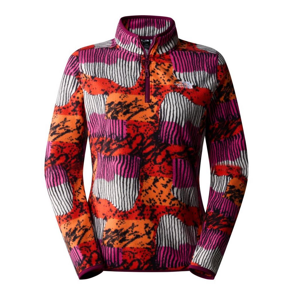 The North Face Women's 100 Glacier 1/4 Zip Printed Fleece - Fiery Red Yosemite