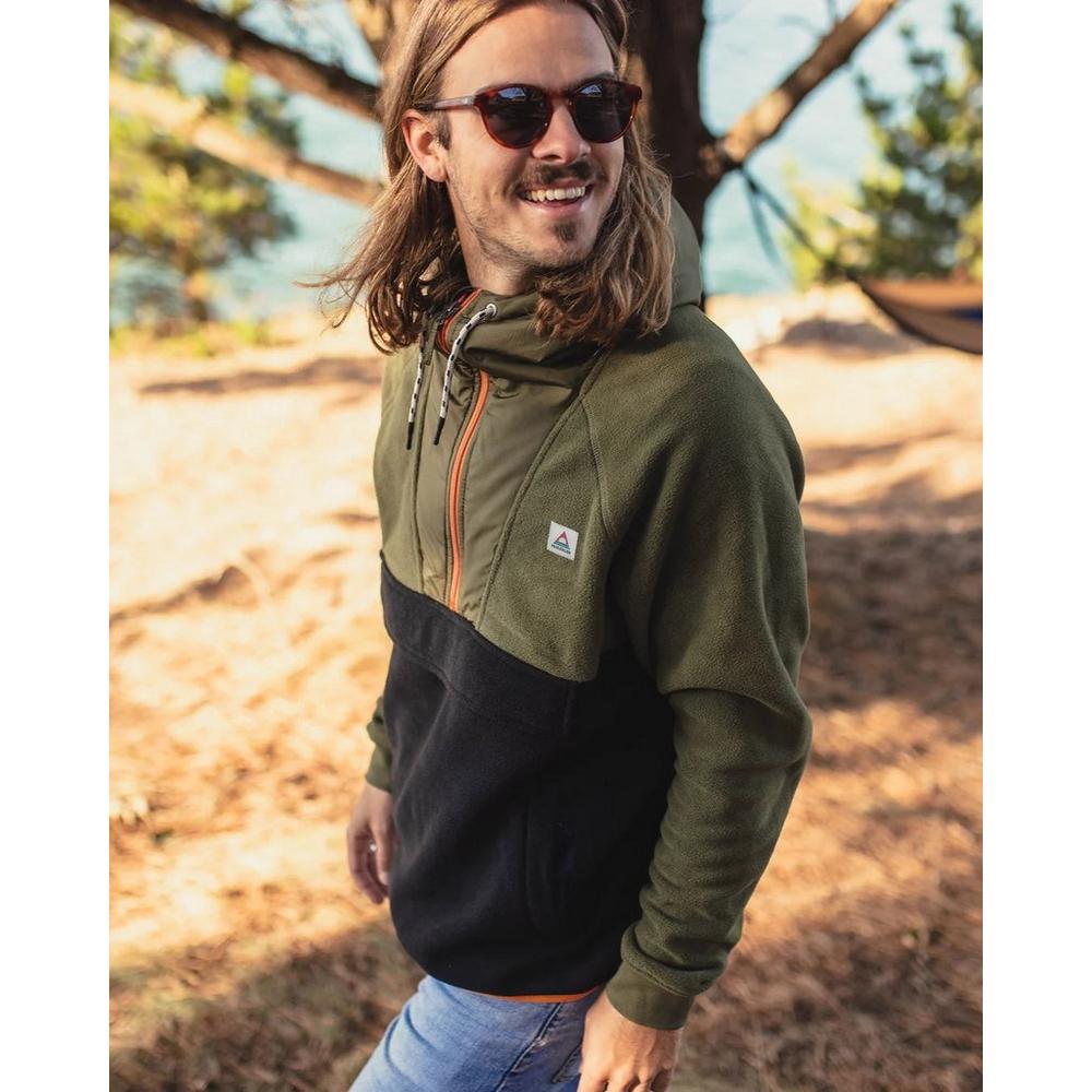 Passenger Men's Woodland Hooded 1/2 Zip Recycled Polar Fleece