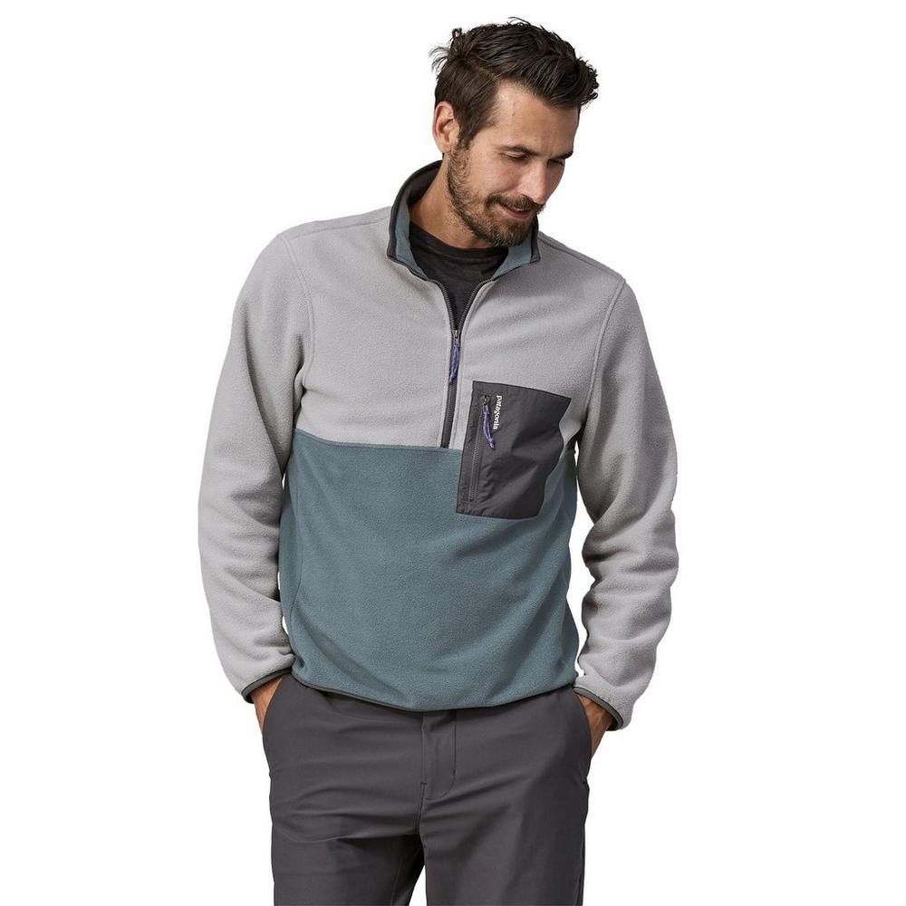 Patagonia Men's Microdini 1/2 Fleece Pullover - Grey / Green