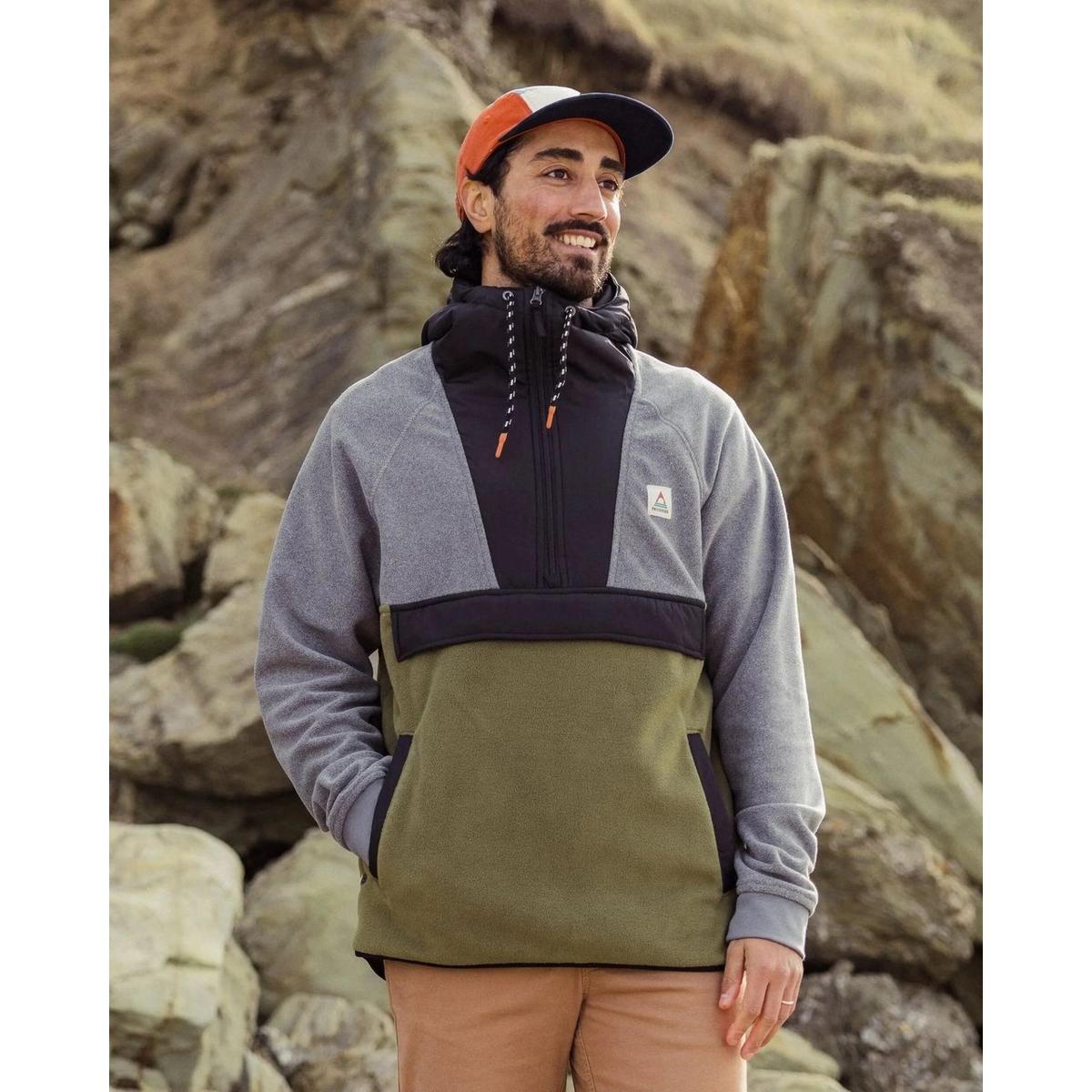 Passenger Men's Woodland Hooded 1/2 Zip Fleece - Green