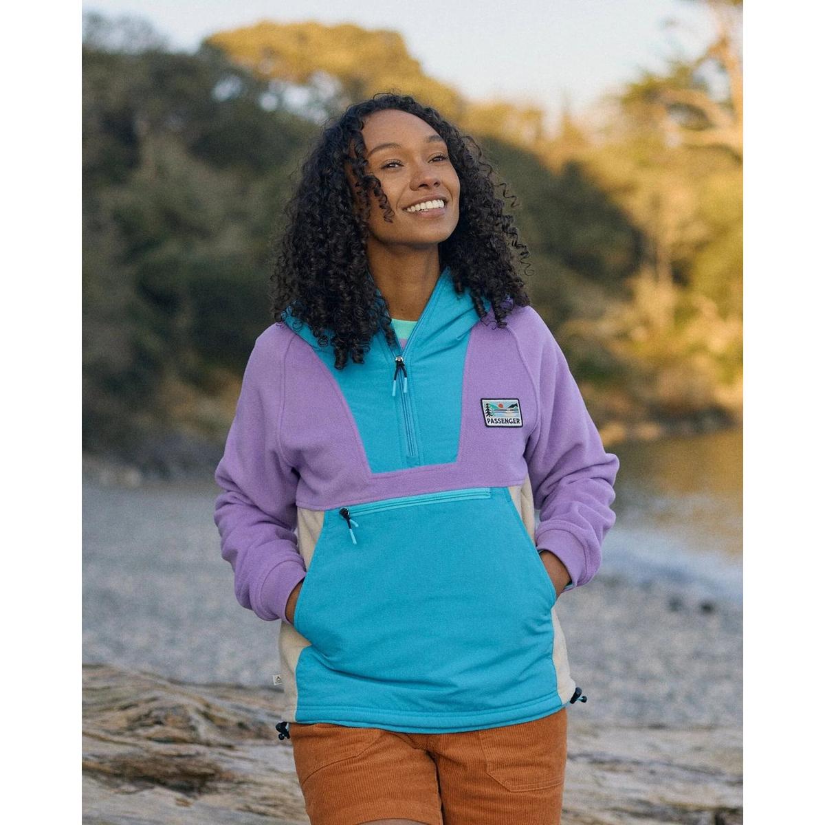 Passenger Women's Alexander 1/2 Zip Hooded Fleece - Purple / Blue