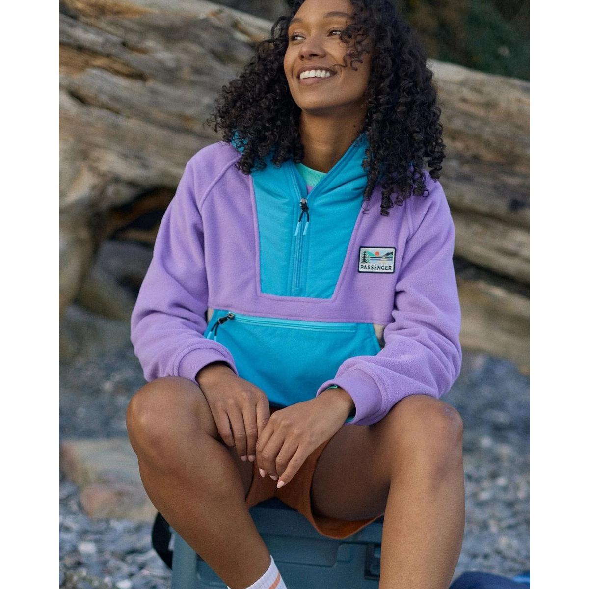 Passenger Women's Alexander 1/2 Zip Hooded Fleece - Purple / Blue