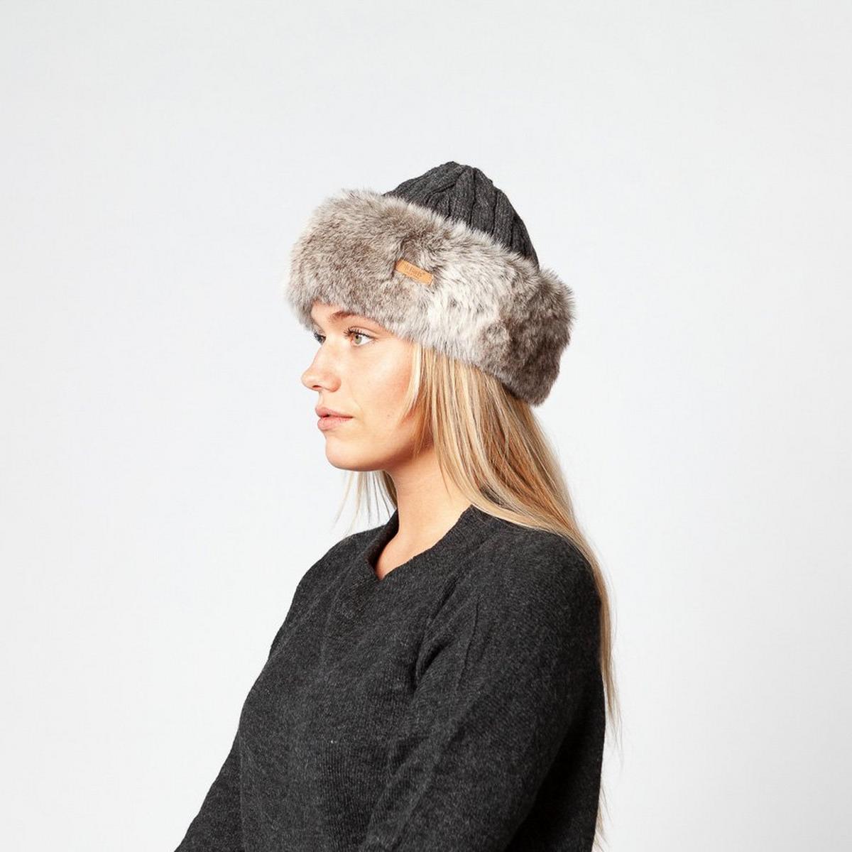 Barts Faux Fur Cable Bandhat - Heather Brown