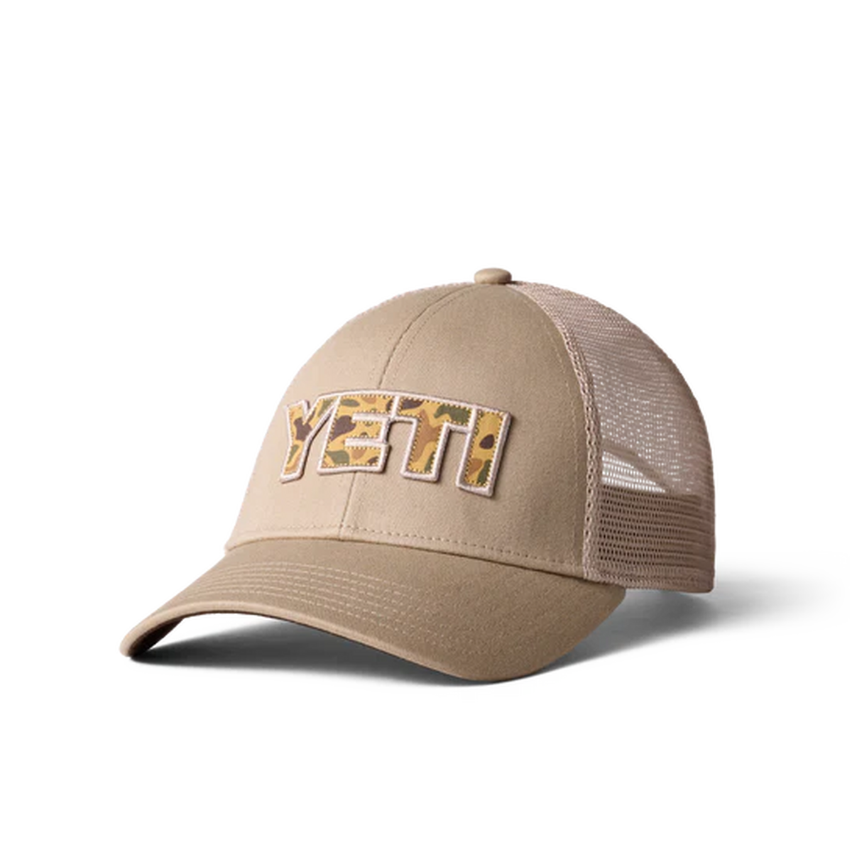 Yeti Men's Camo Logo Badge Trucker Hat - Khaki