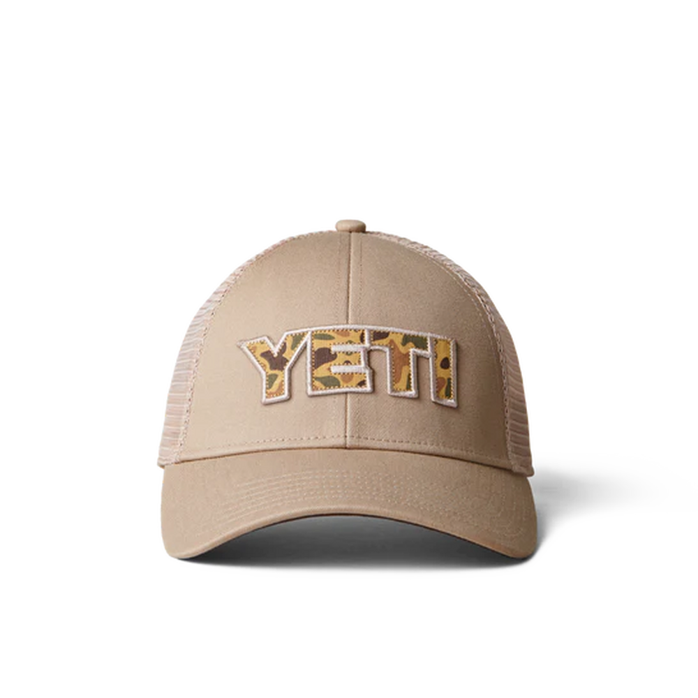 Yeti Men's Camo Logo Badge Trucker Hat - Khaki