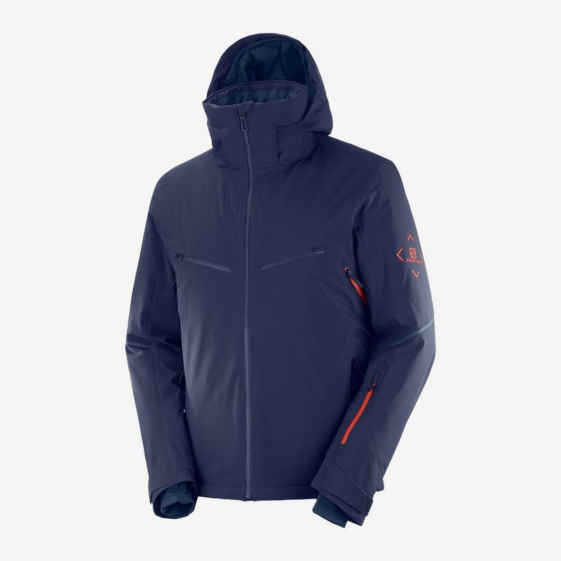 スキー SALOMON BRILLIANT JACKET MEN NIGHT SKY BRILLIANT Men's Insulated Hooded Jacket | Salomon