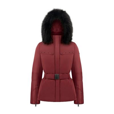 Poivre Blanc Women's Stretch Belted Ski Jacket - Burgundy Red