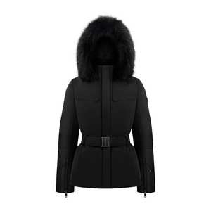 Women's Stretch Belted Ski Jacket - Black