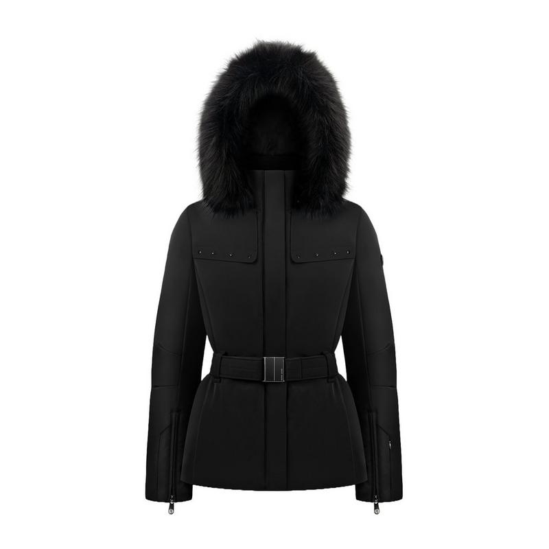Women's Stretch Belted Ski Jacket - Black