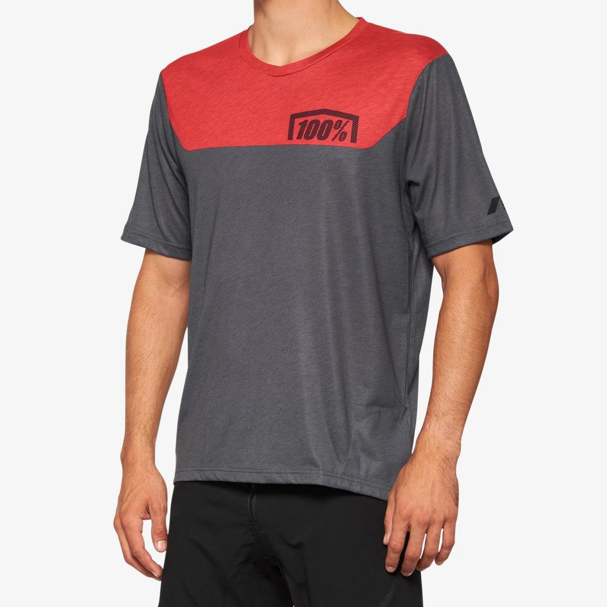 100% Airmatic Short Sleeve Jersey - Charcoal / Red
