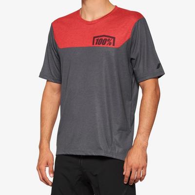 100% Men's Airmatic Short Sleeve Jersey - Charcoal / Red
