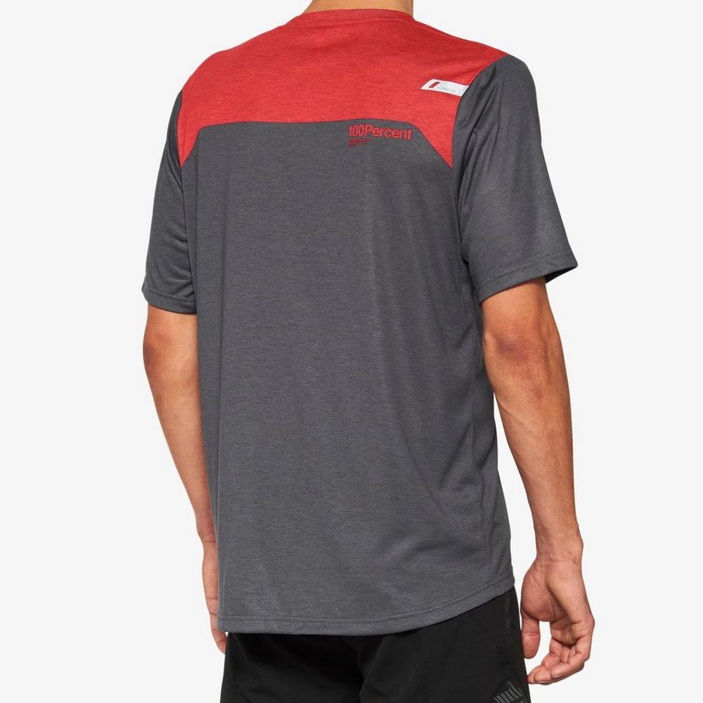 100% Airmatic Short Sleeve Jersey - Charcoal / Red