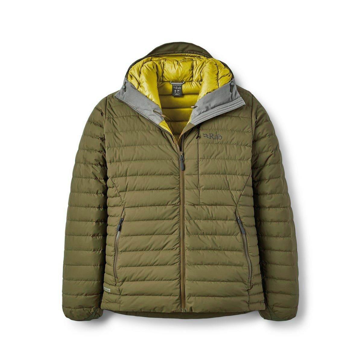Rab Men's Green Microlight Windstopper Hooded Down Jacket - Lightweight Jackets Large