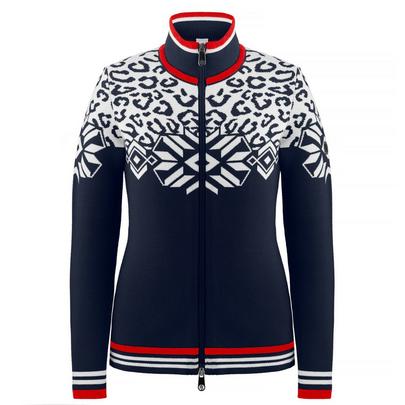 Poivre Blanc Women's Knit Traditional Sweater - Navy