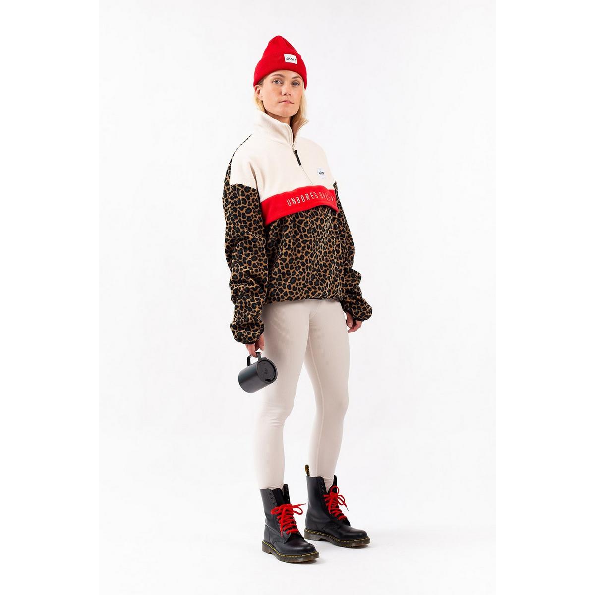 Eivy Women's Ball Half Zip Fleece - Off White / Leopard