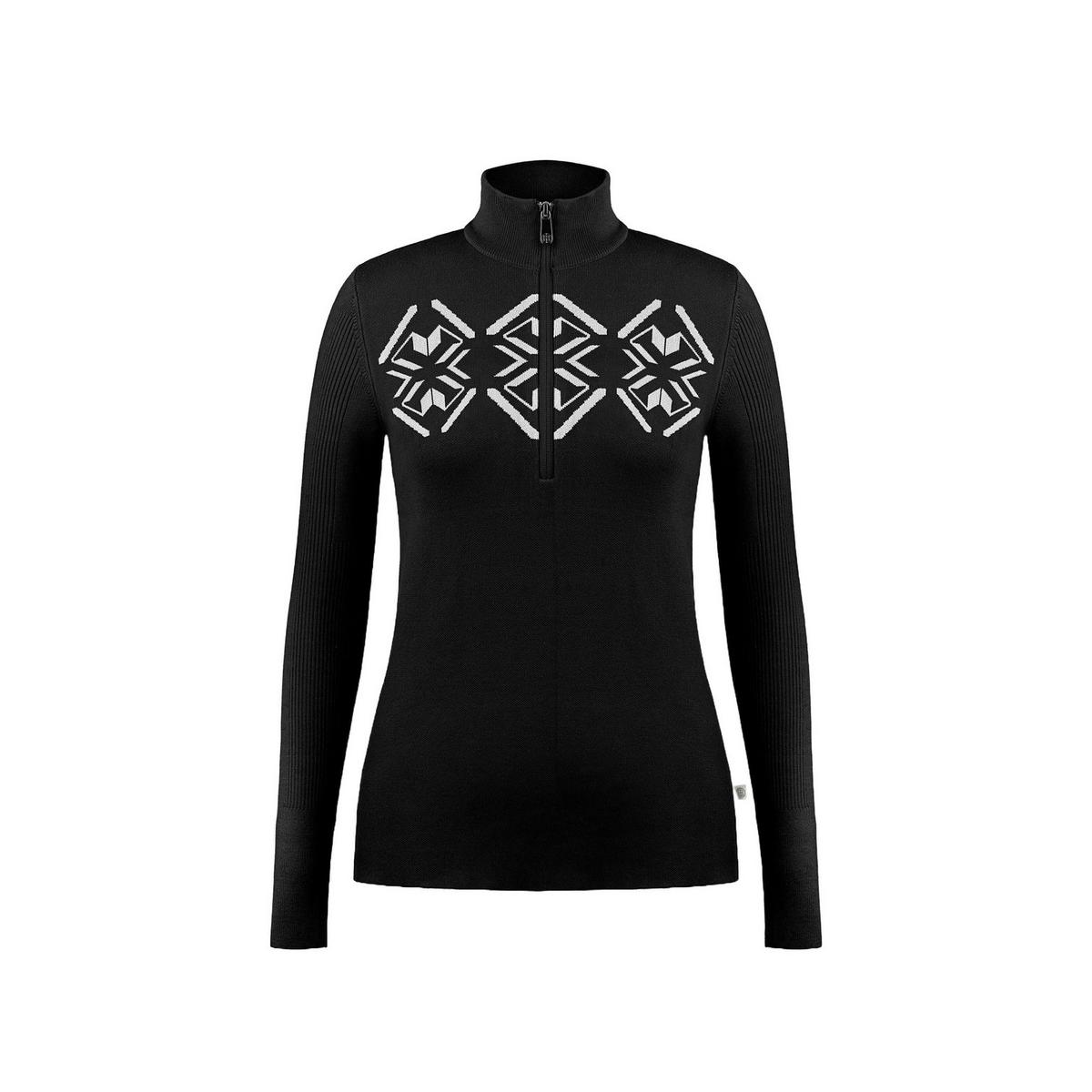 Poivre Blanc Women's Active Knit 1/4 Zip Sweater - Black