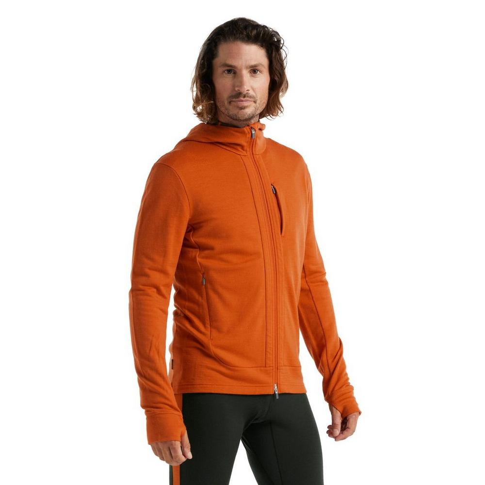 Icebreaker Men's Merino Quantum III Long Sleeve Zip Hoodie - Orange
