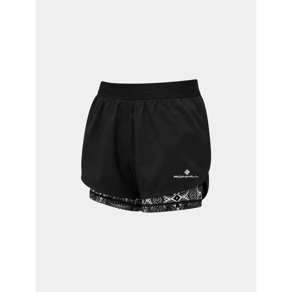 Ronhill Women's Life Twin Short - Black Mono/Magic Eye