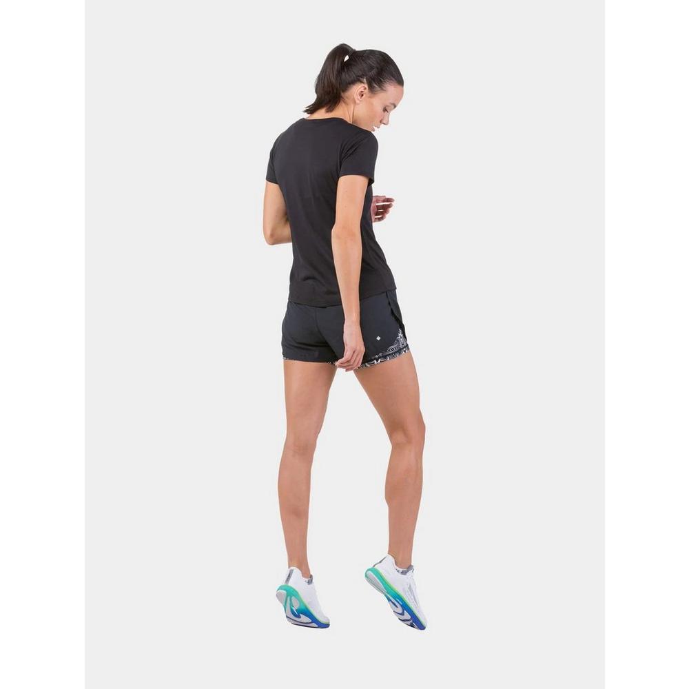  Ronhill Womens Tech Marathon Twin Short, All Black, 10