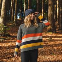  Women's Bay Knitted Jumper - Charcoal Stripe