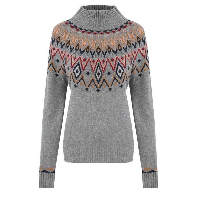Women's Indu Eco Mock Neck Jumper - Grey