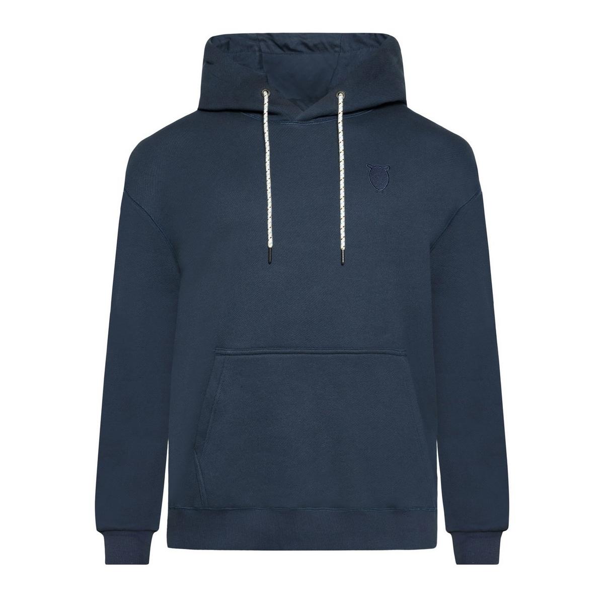 Knowledge Cotton Men's Diagonal Terry Hoody - Navy