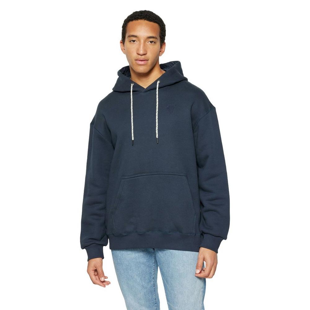 Knowledge Cotton Men's Diagonal Terry Hoody - Navy