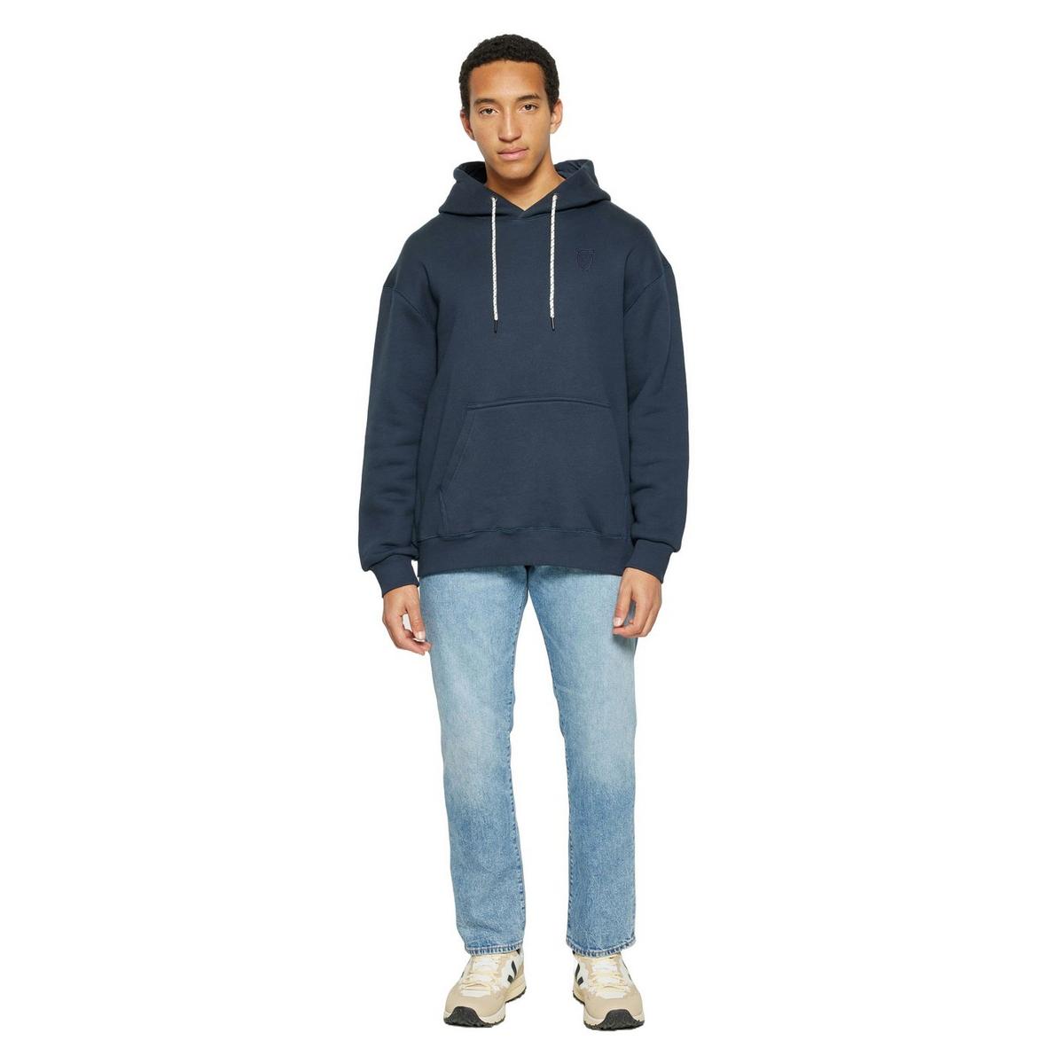 Knowledge Cotton Men's Diagonal Terry Hoody - Navy