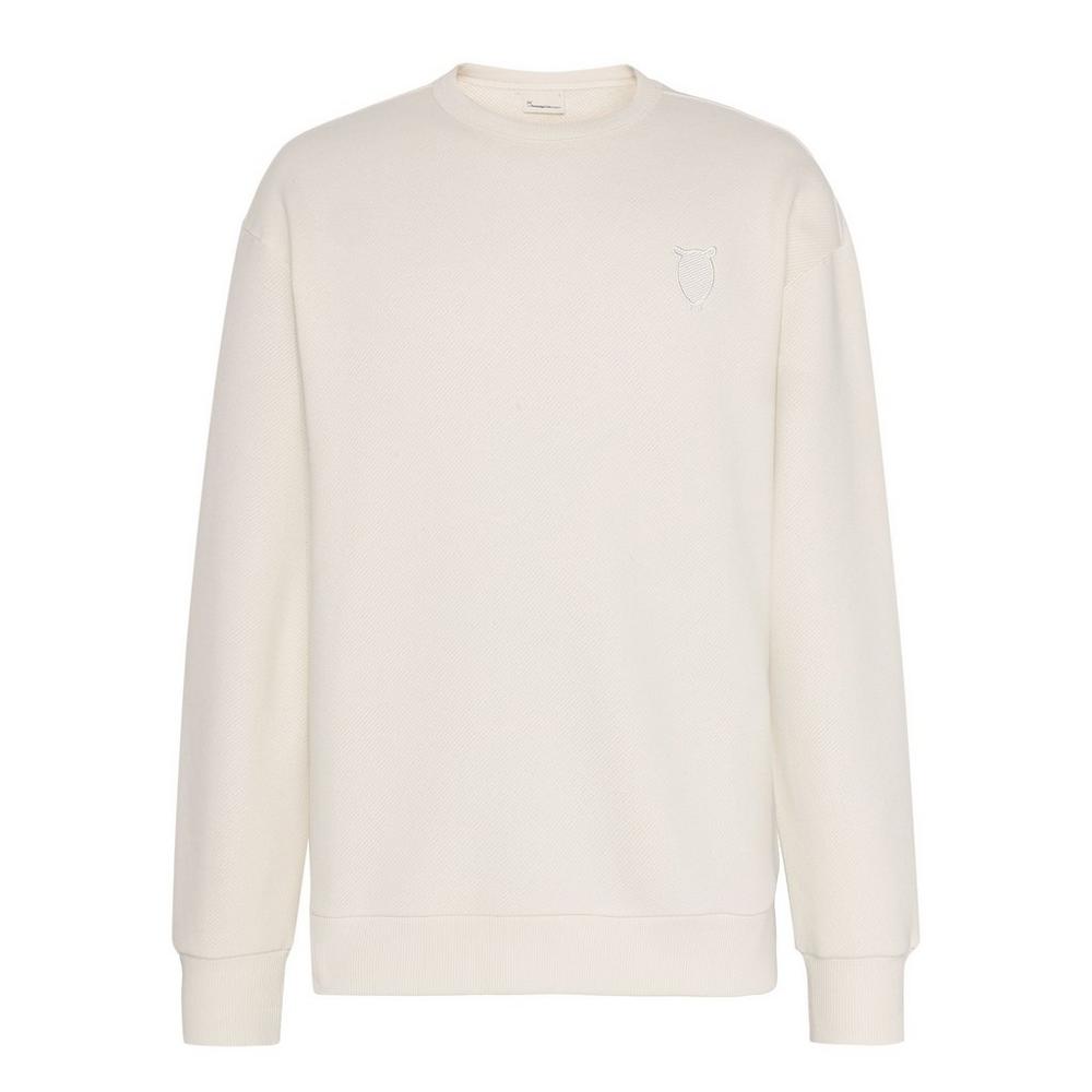 Knowledge Cotton Men's Diagonal Terry Sweatshirt - Cream