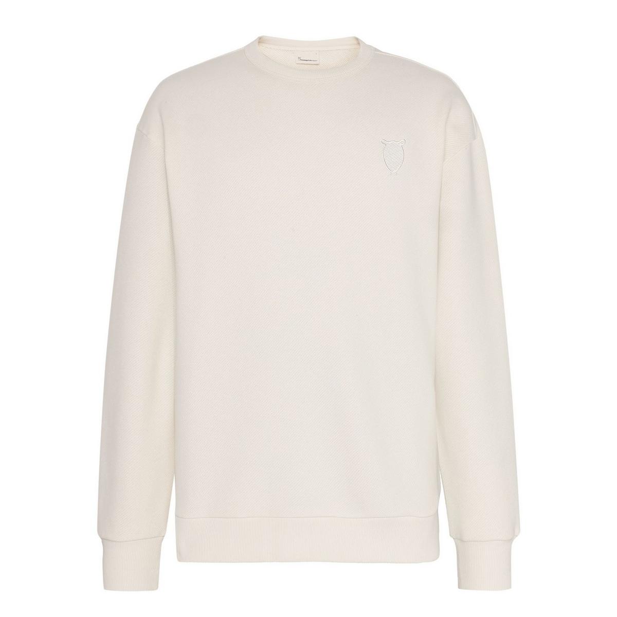 Knowledge Cotton Men's Diagonal Terry Sweatshirt - Cream