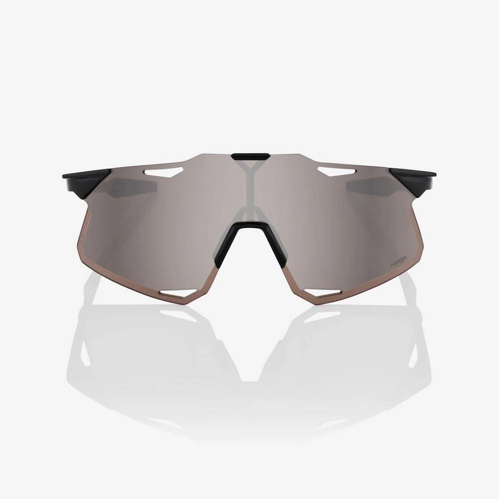 100% Hypercraft Sunglasses - Gloss Black - HiPER Silver Mirror Lens