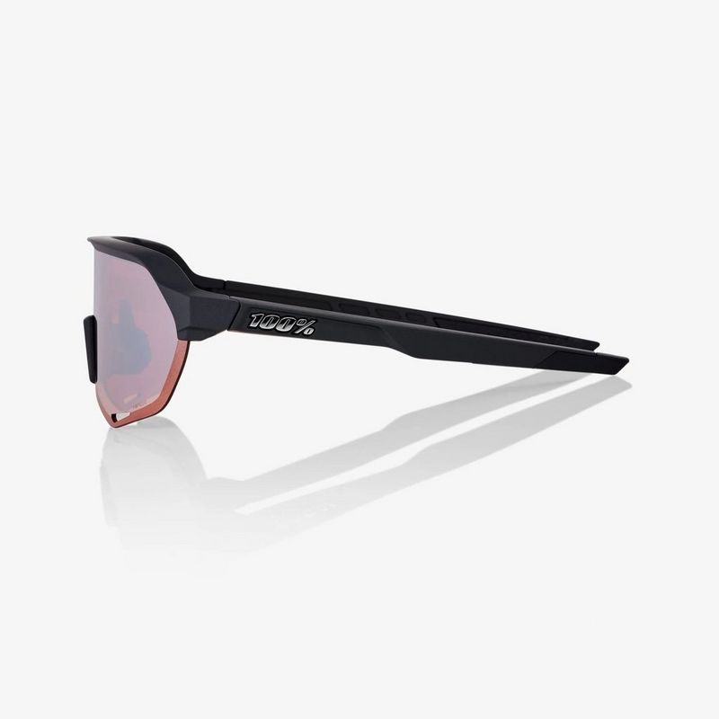 100% S2 Sunglasses Soft Tact Black HiPER Crimson Silver