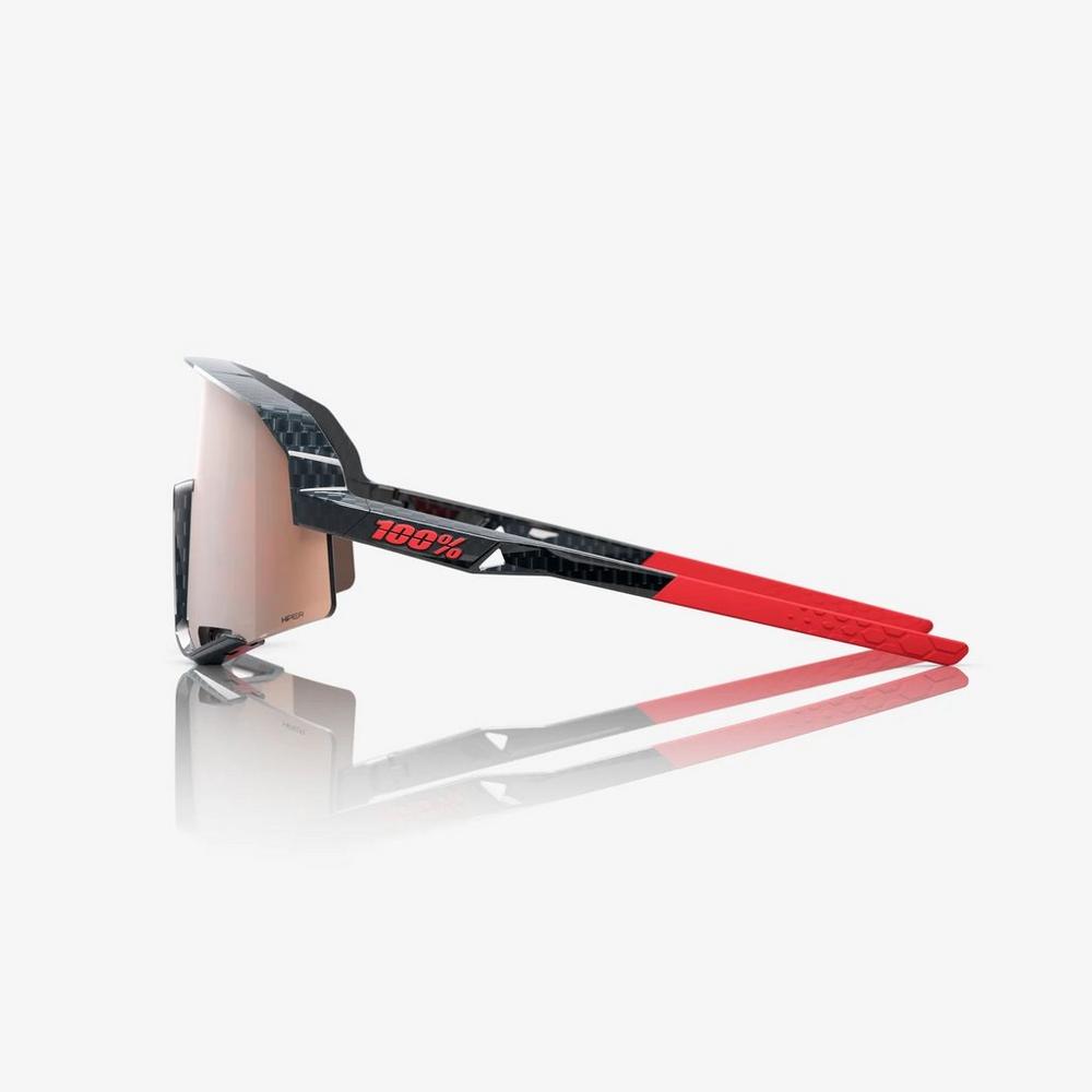100% Slendale Sunglasses - Gloss Carbon Fibre - HiPER Crimson Silver Mirror Lens