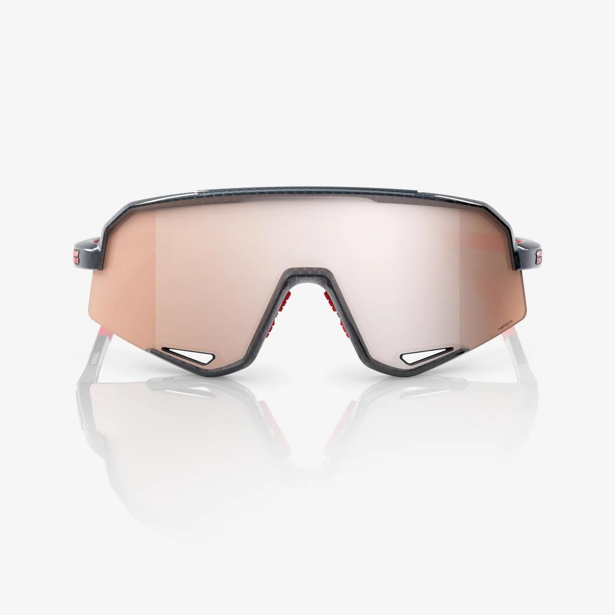 100% Slendale Sunglasses - Gloss Carbon Fibre - HiPER Crimson Silver Mirror Lens