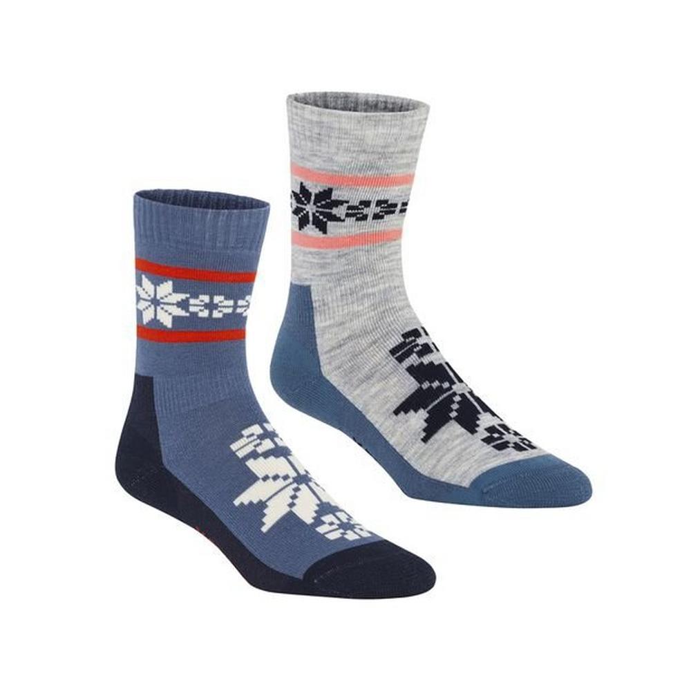 Kari Traa Women's Rusa Wool Sock 2 Pack - Blue / Grey