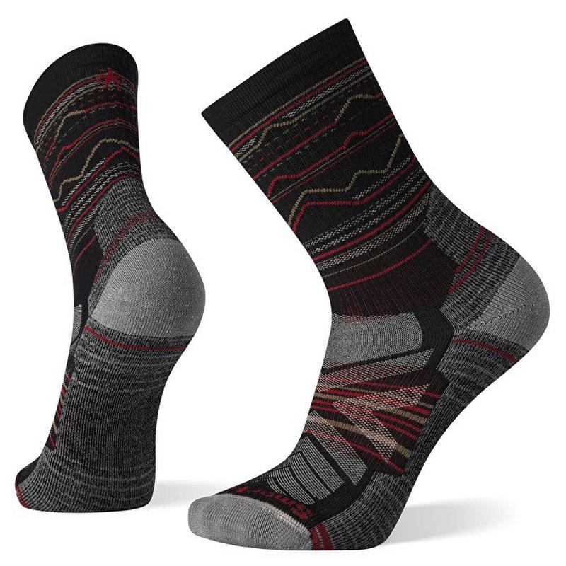 Men's Hike Light Cushion Mountain Range Pattern Crew - Black