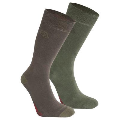 Craghoppers Unisex NosiLife Socks (Twin Pack) - Brown / Green