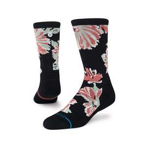 Unisex Borrowed Crew Socks - Black / Floral
