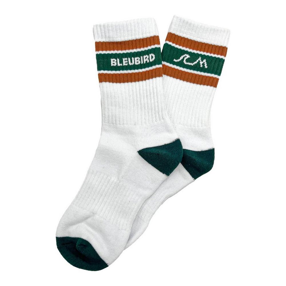 Bleubird Unisex Crew Socks - White / Orange