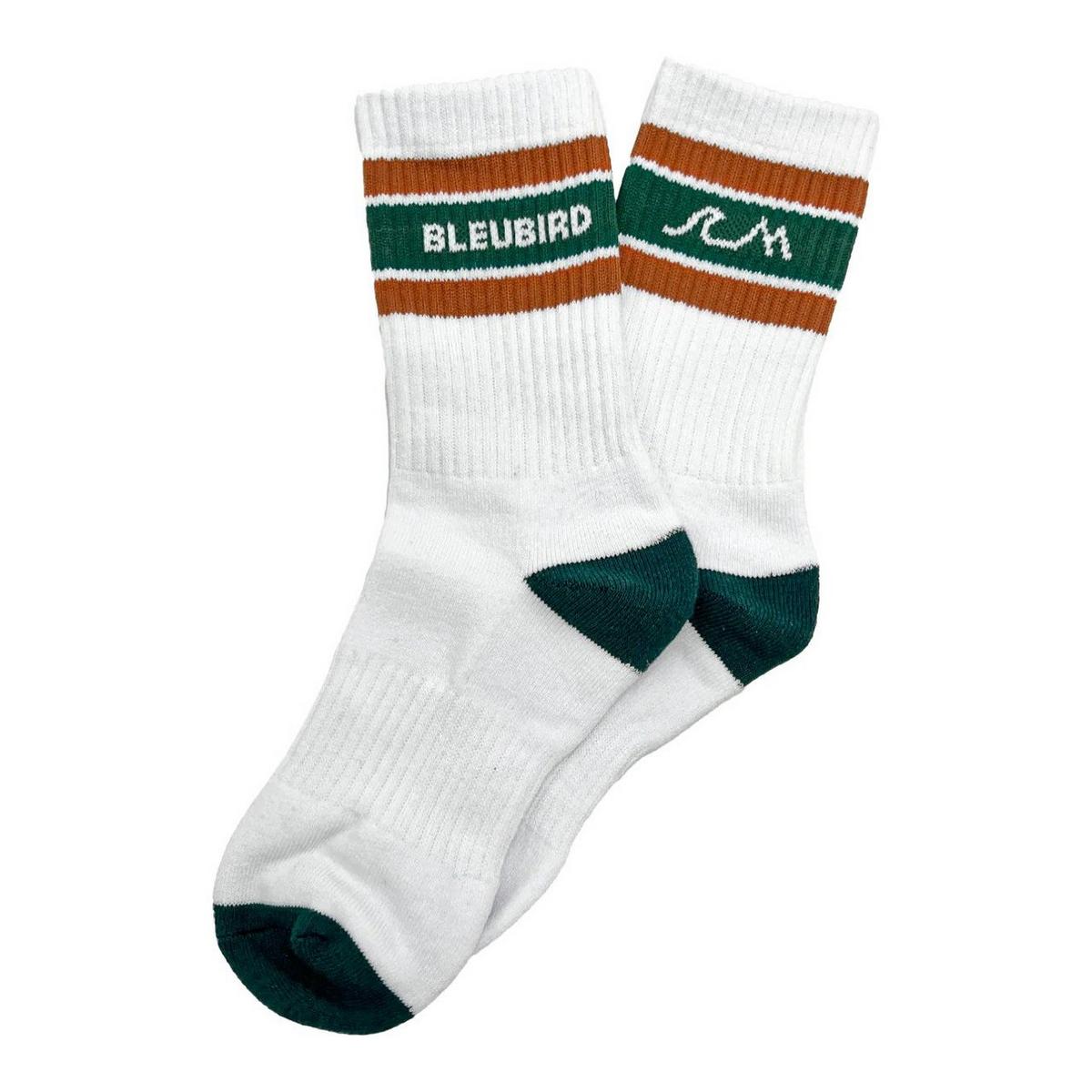 Bleubird Unisex Crew Socks - White / Orange