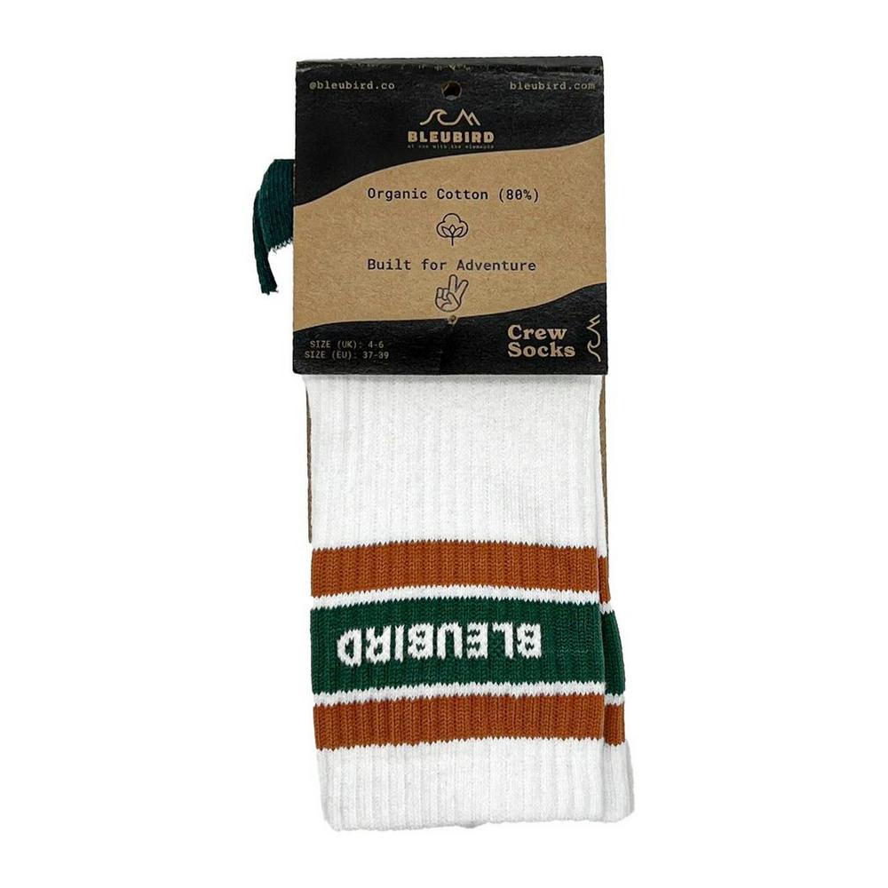 Bleubird Unisex Crew Socks - White / Orange