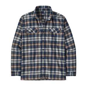 Men's Long-Sleeved Cotton Flannel Shirt - Fields / New Navy
