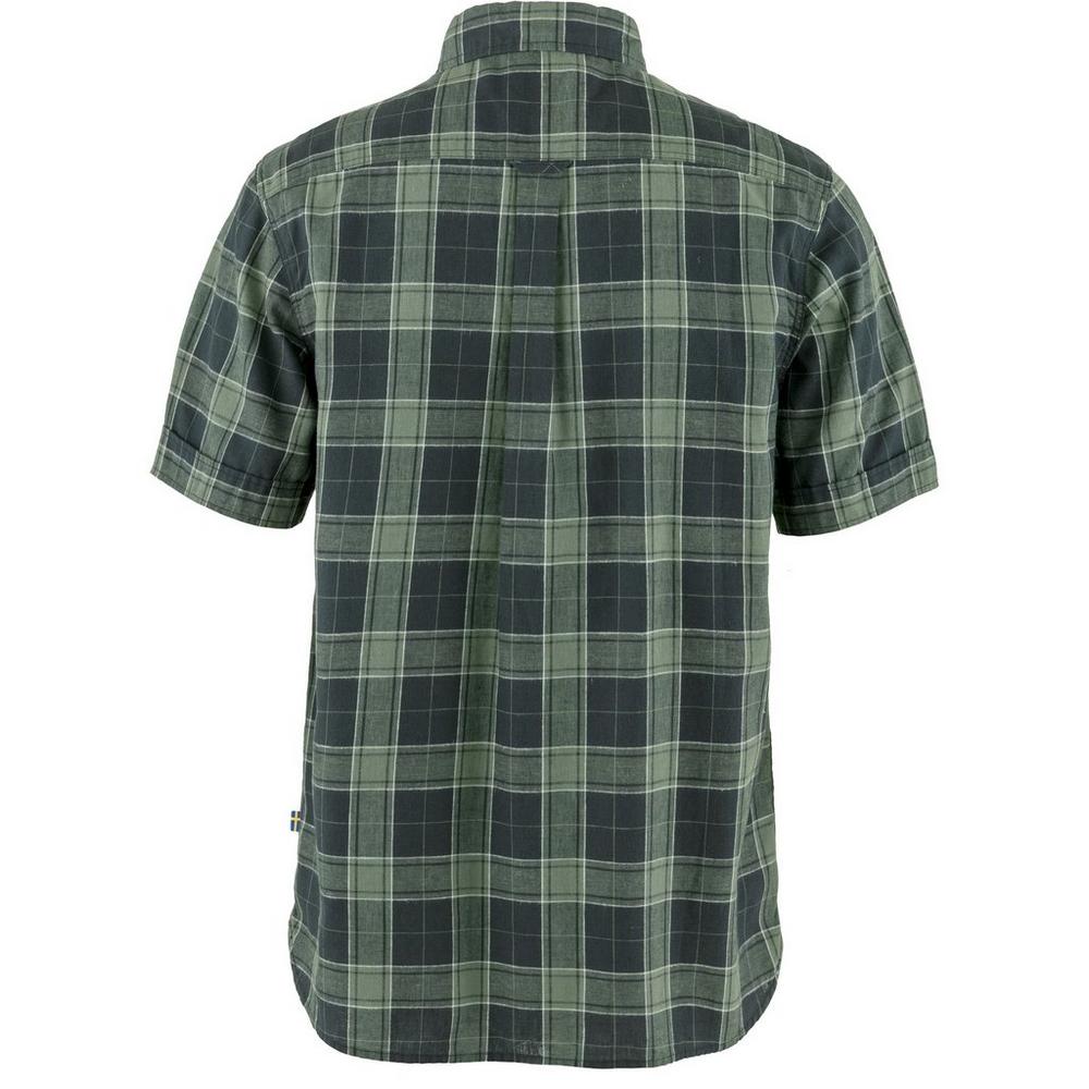 Fjallraven Men's Ovik Short Sleeved Travel Shirt - Dark Navy/Patina Green