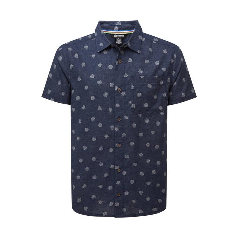 Men's Newar Peacock Short-Sleeve Shirt - Navy