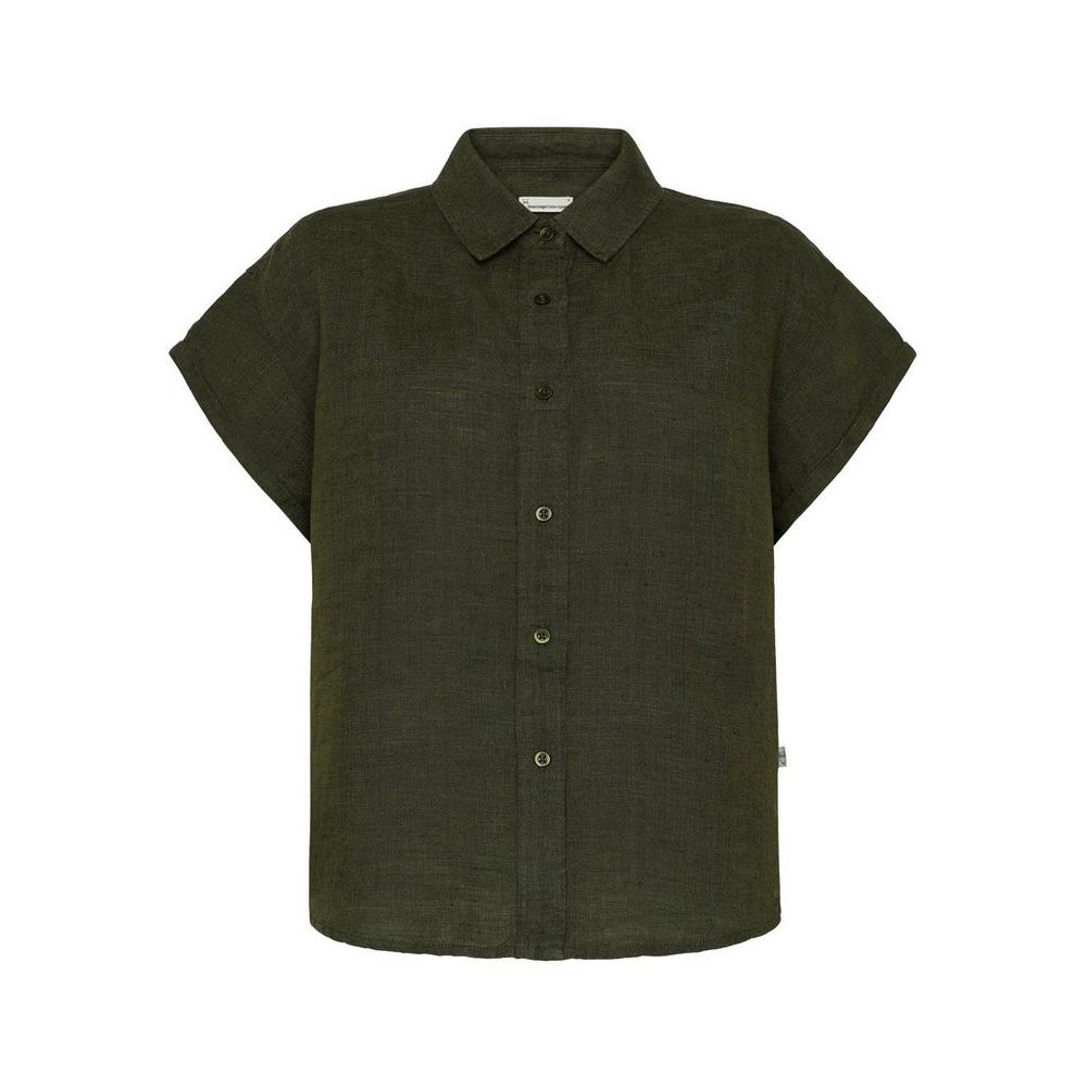Knowledge Cotton Women's Aster Linen Shirt - Green
