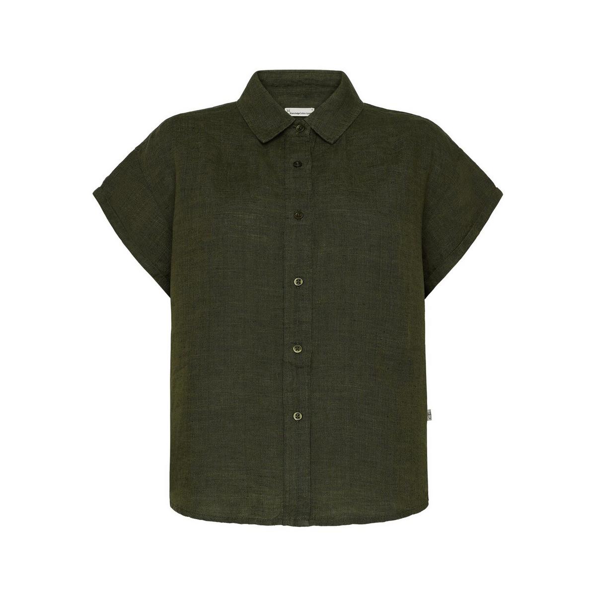 Knowledge Cotton Women's Aster Linen Shirt - Green