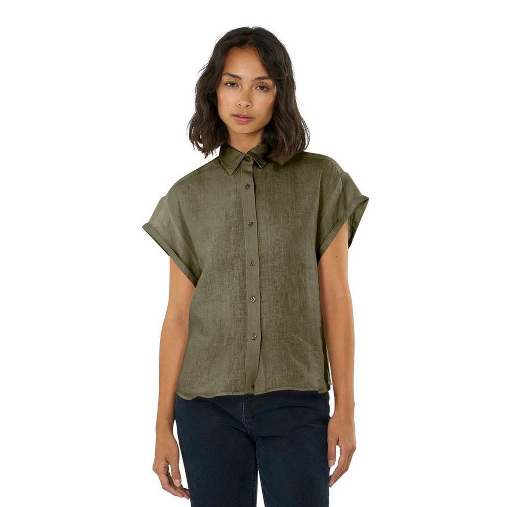 Knowledge Cotton Women's Aster Linen Shirt - Green