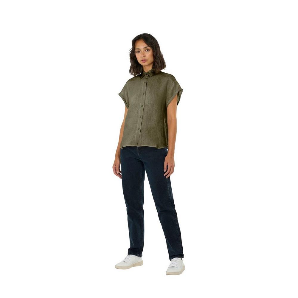 Knowledge Cotton Women's Aster Linen Shirt - Green